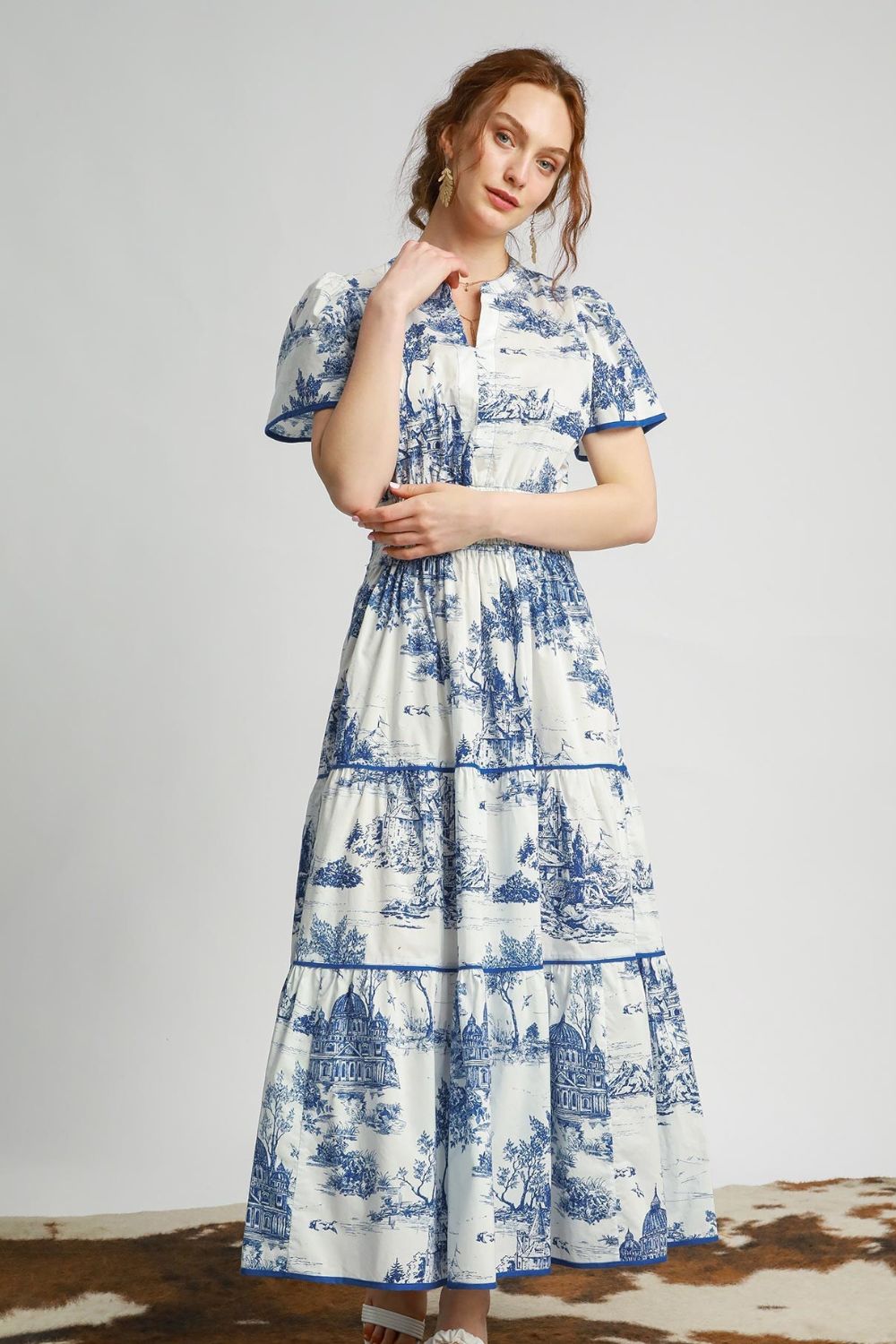 Umgee Landscape Print Maxi Dress Turquoise & Tangerine Umgee Landscape Print Maxi Dress Turquoise & Tangerine
