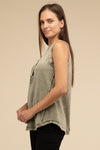 Vintage Washed Sleeveless Henley Top