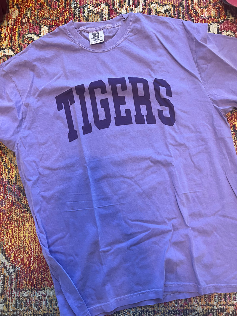 Tigers Comfort Colors Short Sleeve T-Shirt in Purple
