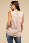 Vintage Washed Sleeveless Henley Top