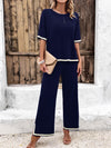 Contrast Trim Top and Pants Set
