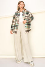 Green and Tan Plaid Shacket