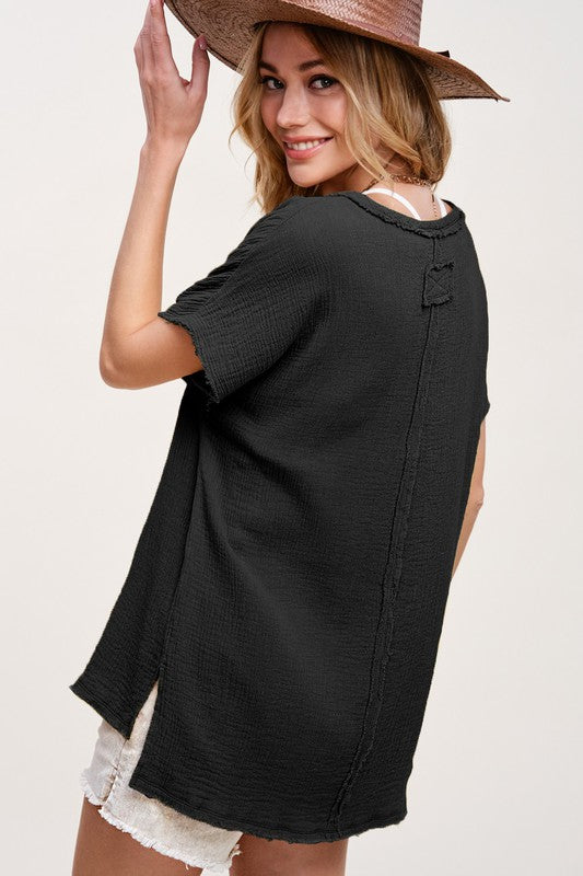 V-Neck Gauze Top