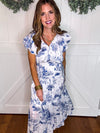 Umgee Blue Landscape Print Midi Dress