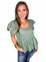 Square Neckline Peplum Top