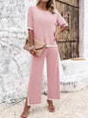 Contrast Trim Top and Pants Set
