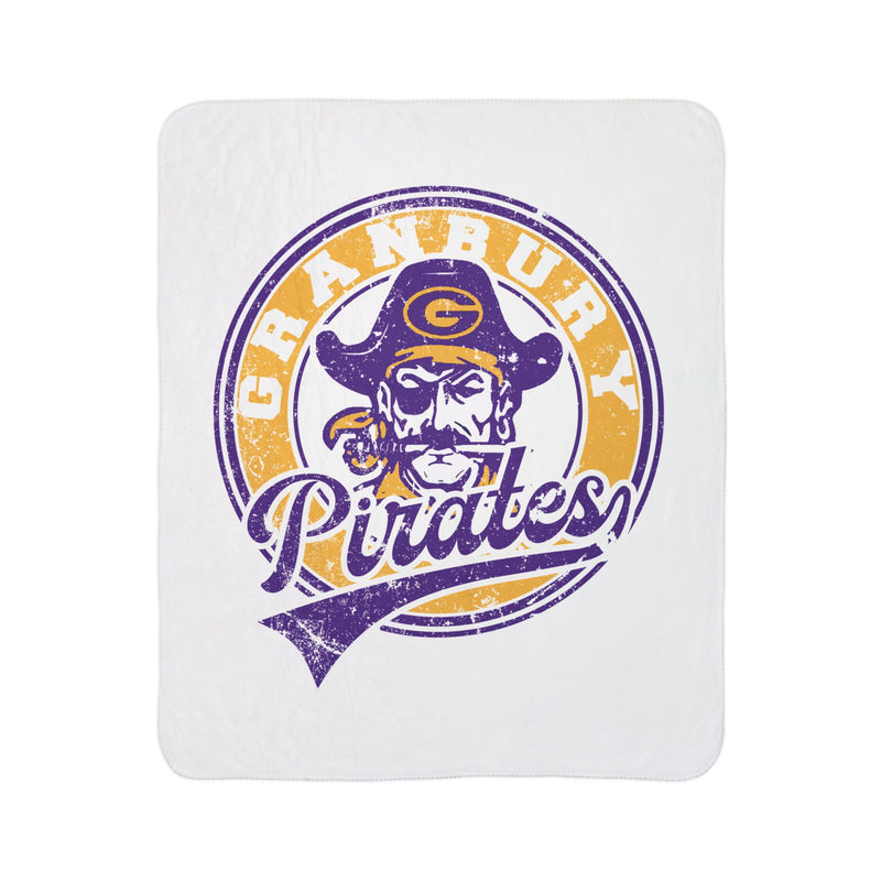 Granbury Pirates Vintage Mascots Sherpa Blanket in White