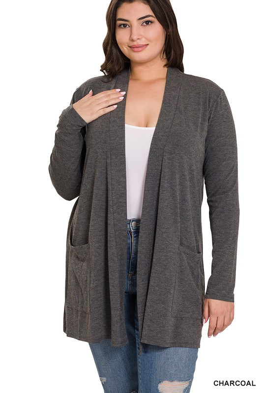 Plus Slouchy Pocket Open Cardigan