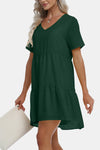 V-Neck Short Sleeve Tiered Dress