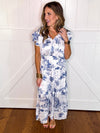 Umgee Blue Landscape Print Midi Dress