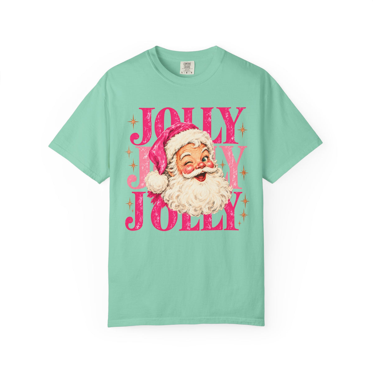 Pink Jolly Santa Comfort Colors T-shirt