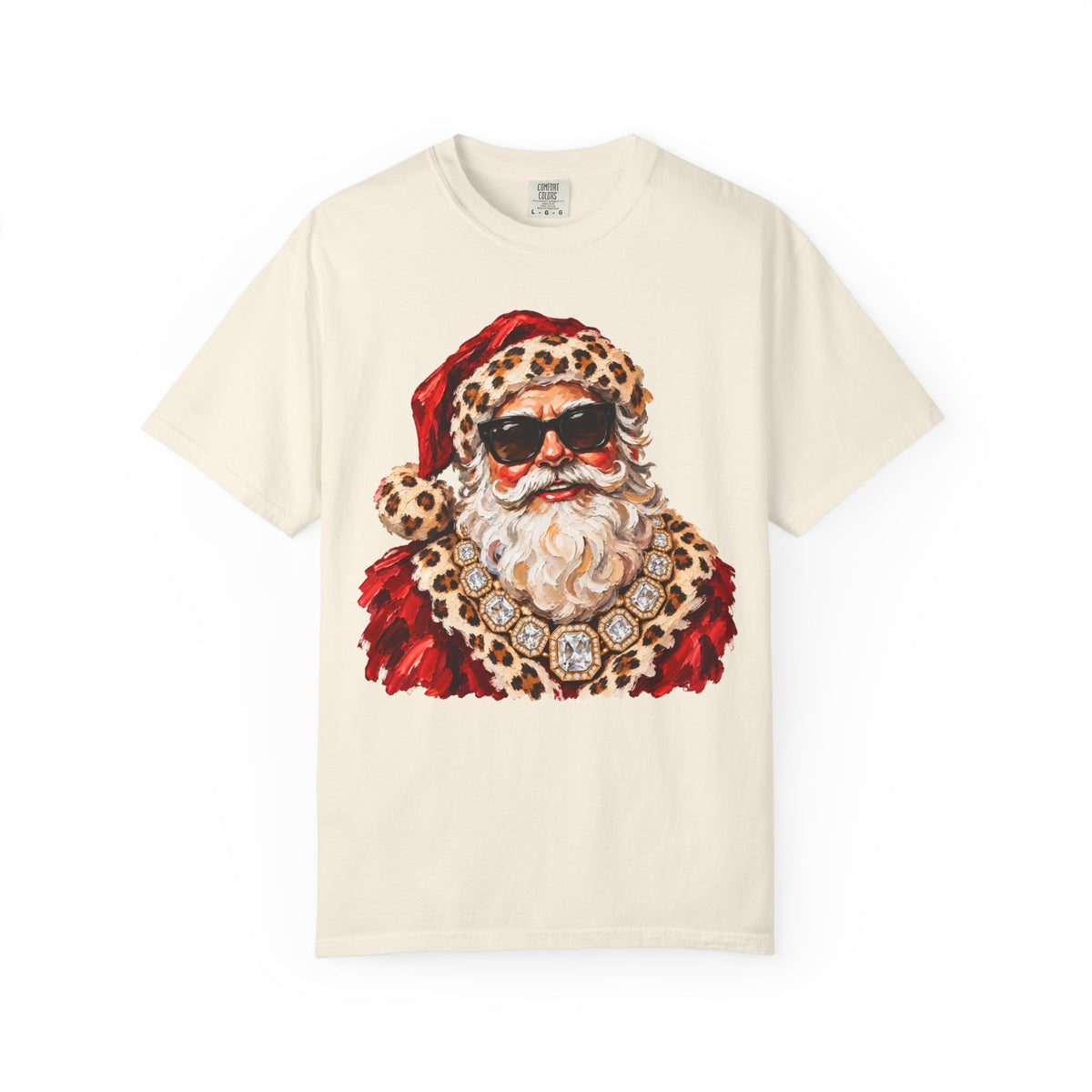 Leopard Glam Santa Comfort Colors T-shirt