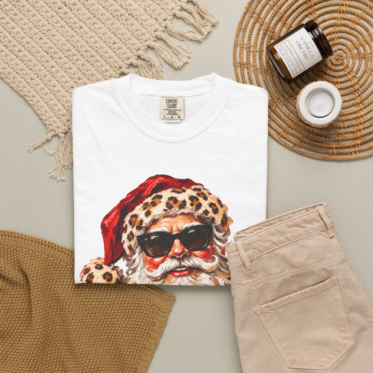 Leopard Glam Santa Comfort Colors T-shirt