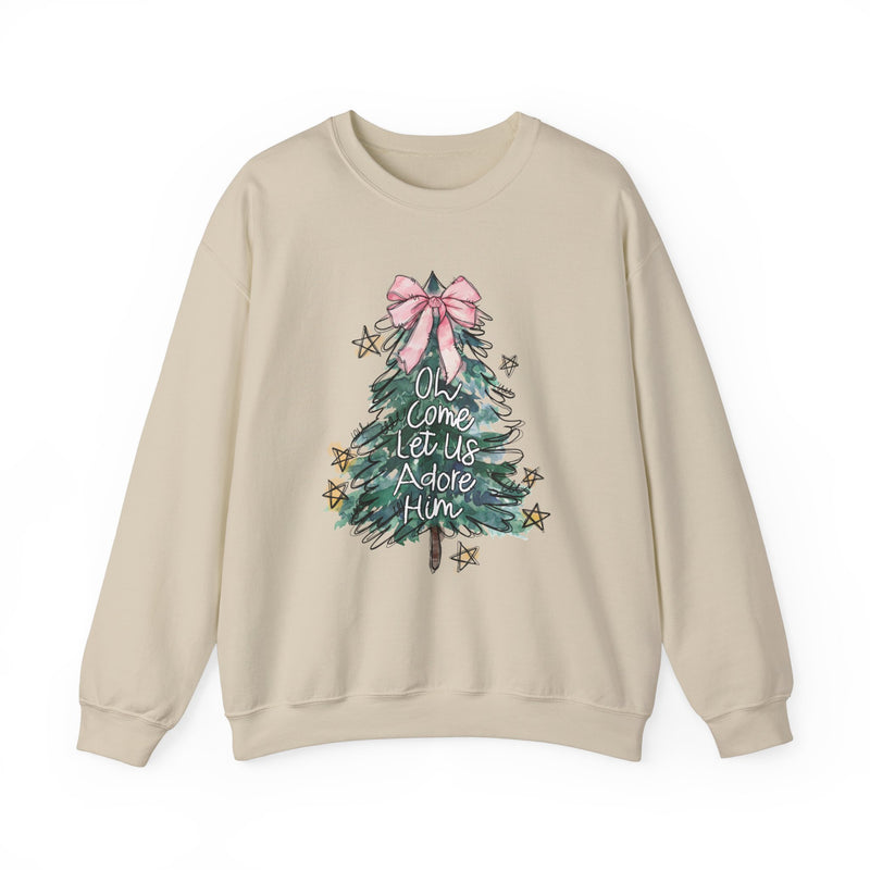 Oh Come Let Us Adore Him Christmas Tree Sweatshirt