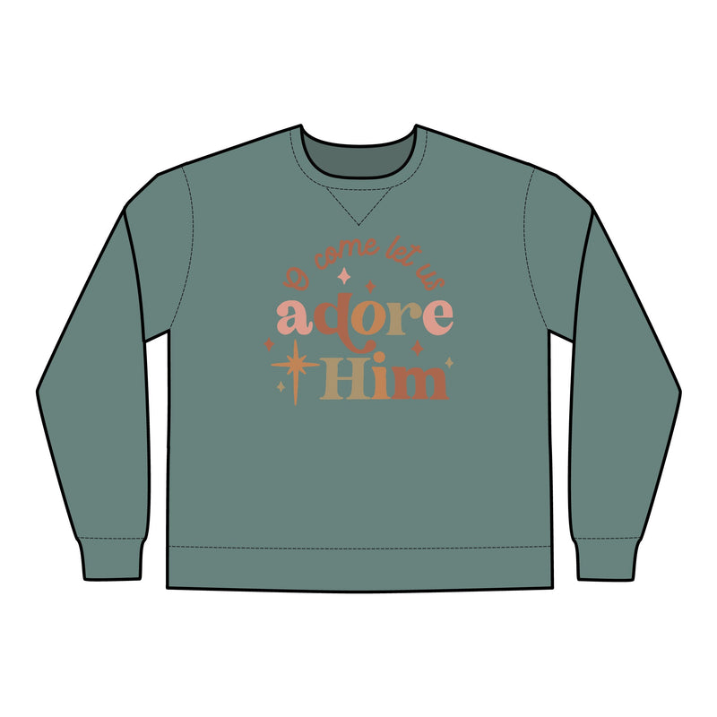 Oh Come Let Us Adore Him ComfortWash® Garment Dyed Crewneck Sweatshirt