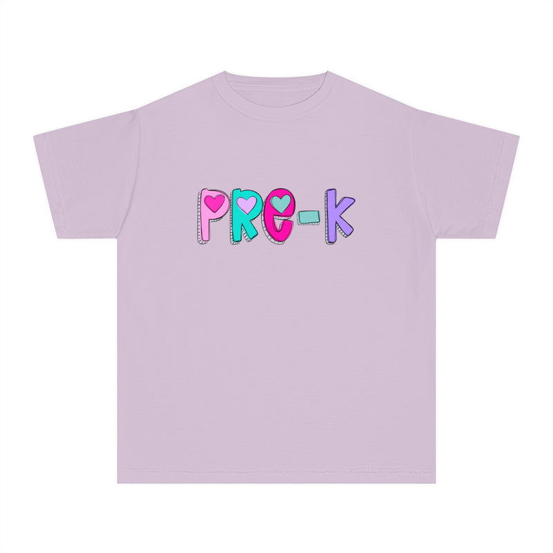 YOUTH Pre-K Heart Font Comfort Colors Tee