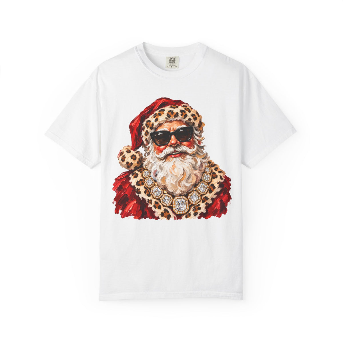 Leopard Glam Santa Comfort Colors T-shirt