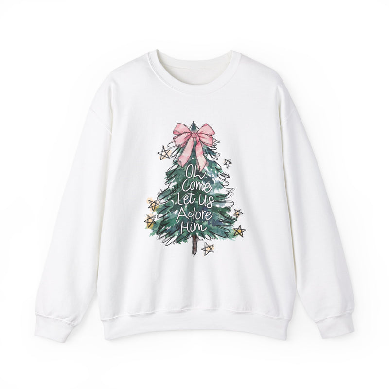 Oh Come Let Us Adore Him Christmas Tree Sweatshirt