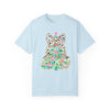 Preppy Christmas Tree with Bow Comfort Colors Tee