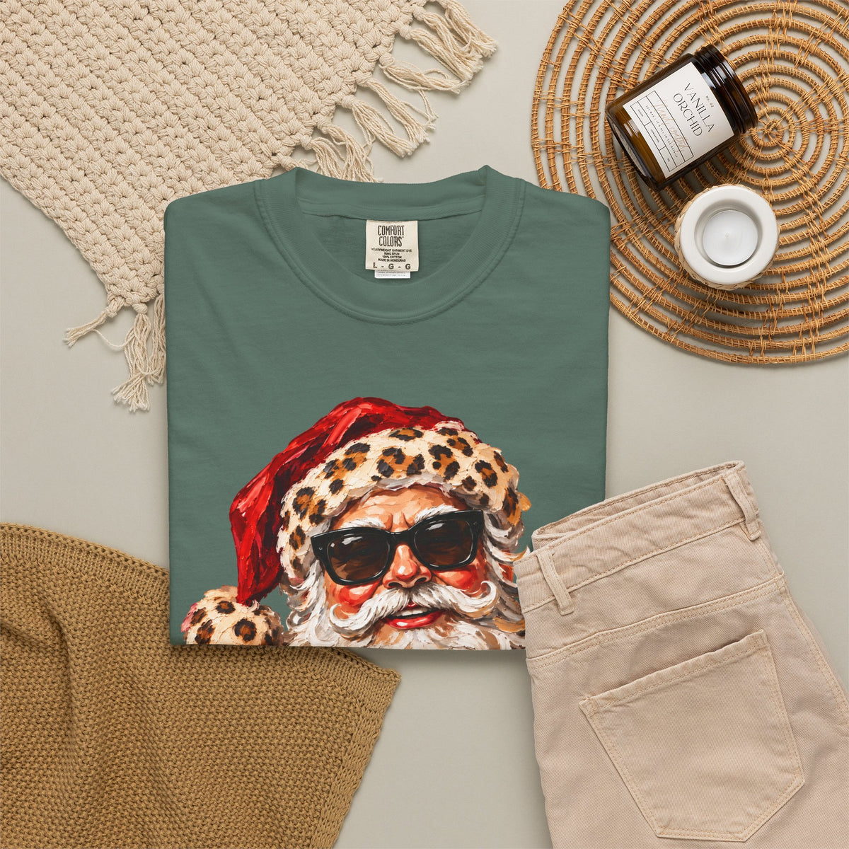 Leopard Glam Santa Comfort Colors T-shirt