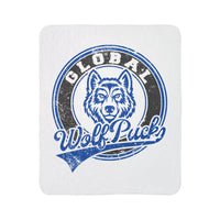 Global Wolf Pack Vintage Mascots Sherpa Blanket in White
