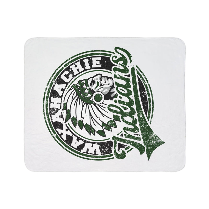 Waxahachie Indians Vintage Mascot Sherpa Blanket in White