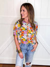 Umgee Flower Print Boxy Cut Button Down Top