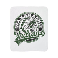 Waxahachie Indians Vintage Mascot Sherpa Blanket in White