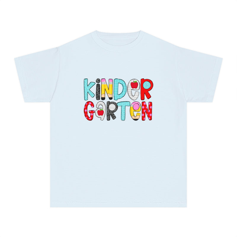 YOUTH Kindergarten School Font Comfort Colors Tee