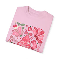 Pink Boho Christmas Collage Comfort Colors Tee