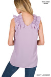 Sleeveless V-Neck Ruffle Detail Top