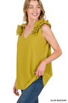 Sleeveless V-Neck Ruffle Detail Top