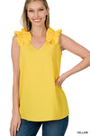 Sleeveless V-Neck Ruffle Detail Top