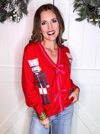 Sequin Nutcracker Bow Cardigan