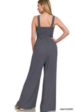 Smocked Top Striped Jumpsuit