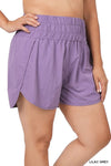 Plus Windbreaker Smocked Waistband Shorts with Built In Briefs