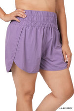 Plus Windbreaker Smocked Waistband Shorts with Built In Briefs