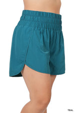 Plus Windbreaker Smocked Waistband Shorts with Built In Briefs