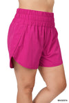 Plus Windbreaker Smocked Waistband Shorts with Built In Briefs