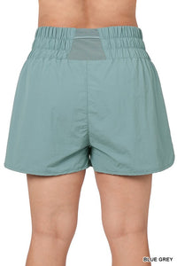 Plus Windbreaker Smocked Waistband Shorts with Built In Briefs