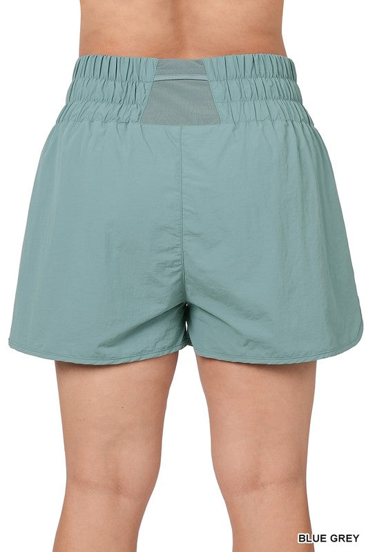 Plus Windbreaker Smocked Waistband Shorts with Built In Briefs