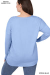 Plus High-Low Garment Dyed Front Seam Sweater