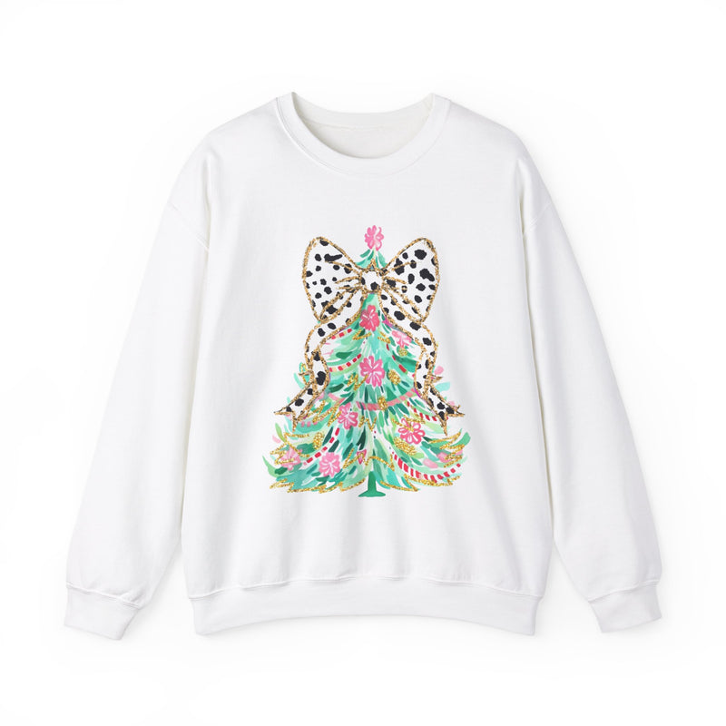 Preppy Christmas Tree with Bow Sweatshirt