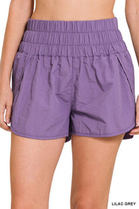 Smocked Windbreaker Shorts