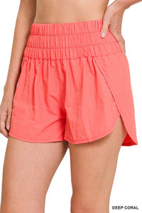 Smocked Windbreaker Shorts
