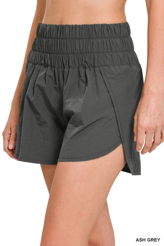 Smocked Windbreaker Shorts