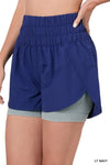 Smocked Windbreaker Shorts