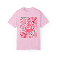Pink Boho Christmas Collage Comfort Colors Tee