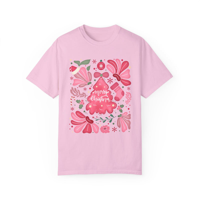 Pink Boho Christmas Collage Comfort Colors Tee