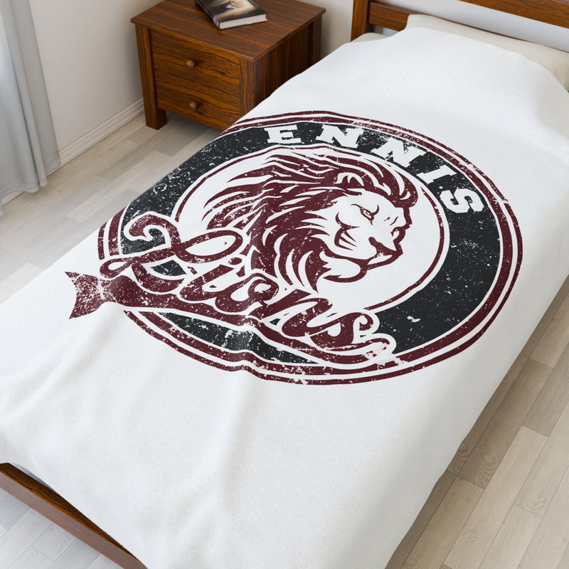 Ennis Lions Vintage Mascot Velveteen Blanket